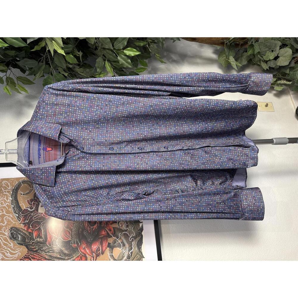 Visconti Black Patterned Men's Casual Button-Up Flip Cuff Shirt - Size Large